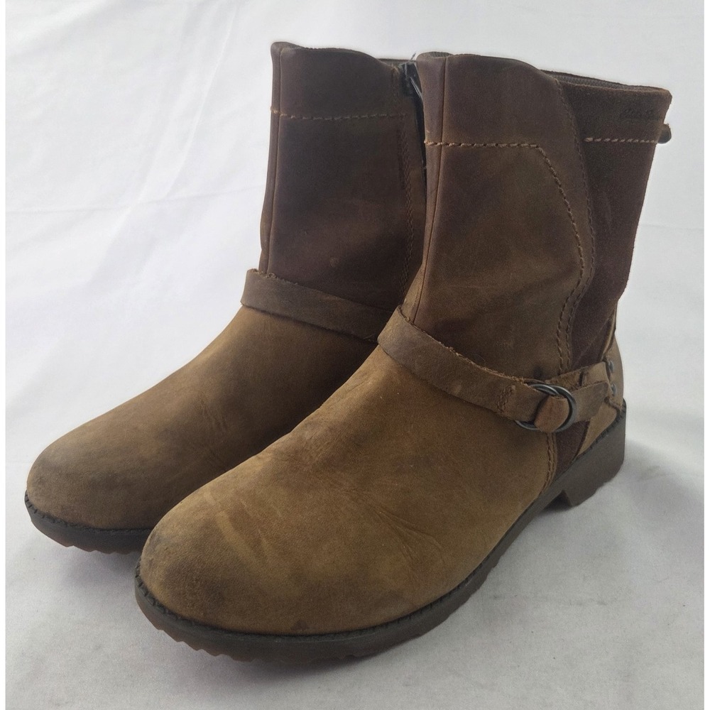 Eddie Bauer Boots Womens 7 Brown Suede Leather Moto Indie Biker Ankle Boots